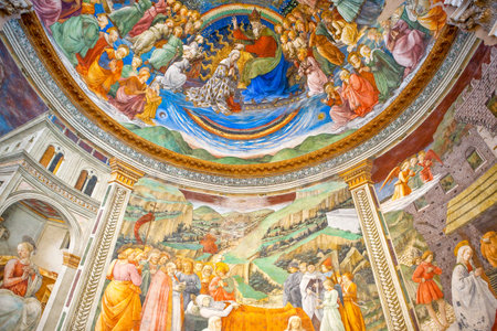 Spoleto, Italy - May 20, 2009: The interior of the Caathedral with the frescoes by Filippo Lippi (detail)のeditorial素材