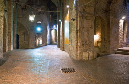 Perugia, Italy - May 22, 2009: The internal walkways of the Rocca Paolinaのeditorial素材