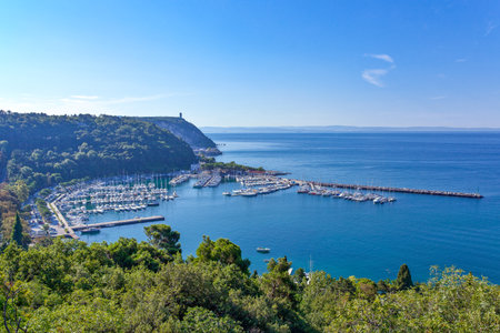 Italy, Trieste, panoramic view of the Sistiana marinaの写真素材