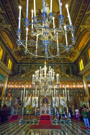 Trieste, Italy - August 8, 2010:View of the interior of the Greek Orthodox Church of St. NicolÃ²のeditorial素材