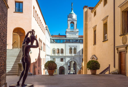 Padua, Italy - March 21, 2013:  The Town Hall palace seen from the Della Ragione palaceのeditorial素材
