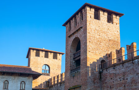 Verona, Italy - December 6, 2013: The towers of  the Catelvecchio castleのeditorial素材