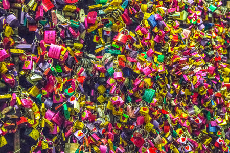 Verona, Italy - December 6, 2013: Love padlocks in the courtyard of Giulietta Capuleti house