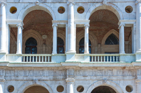 Vicenza, Italy - May 9, 2011: Dei Signori square, detail of the  Della Ragione  palace (also known as Basilica Palladiana)のeditorial素材