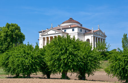 Vicenza, Italy - May 9, 2011: The Villa La Rotonda by the architect Andrea Palladio. seen from the gardenのeditorial素材
