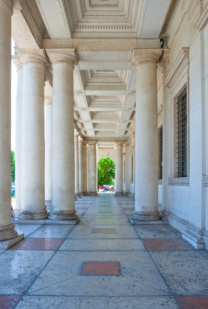 Vicenza, Italy - May 9, 2011: The portico of  the Chiericati Palace by the architect Andrea Palladioのeditorial素材