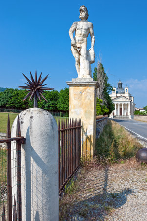 Maser, Italy - May 8, 2011: The sculptures in front of the temple of Villa Barbaro, architect Andrea Palladioのeditorial素材