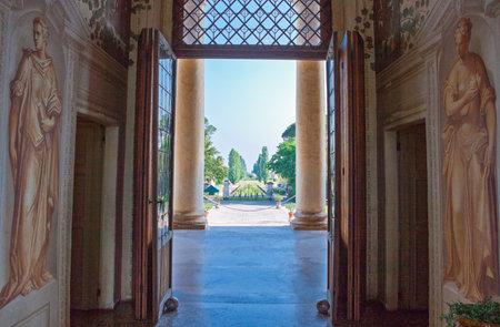 Fanzolo Di Vedelago , Italy - May 8, 2011:  Fresco paintings by Battista Zelotti  in Villa Emo halls, architect Andrea Palladio.のeditorial素材