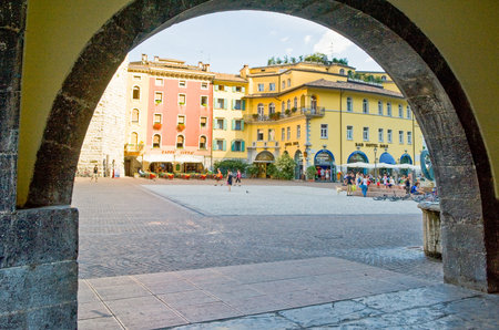 Riva Del Garda, Italy - August 11, 2008:  people in the old villageのeditorial素材