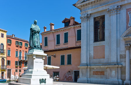 Venice, Italy - July 22, 2011: The Paolo Sarpi monument in Santa Fosca squareのeditorial素材