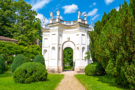 Stra, Italy - May 25, 2017:  Ancient buildings in the park of the eighteenth-century Villa Pisaniのeditorial素材