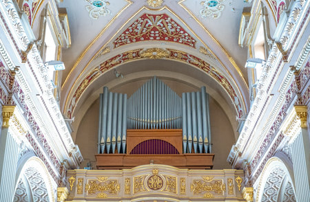Marsaxlokk, Malta - February 6, 2017: The ancient organ of the Our lady churchのeditorial素材