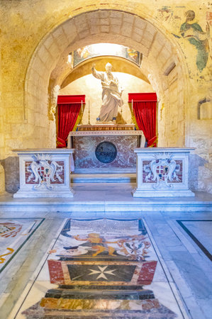 Rabat, Malta - February 4, 2017:  Statue of Saints in the catacombs of  the St Paul Churchのeditorial素材