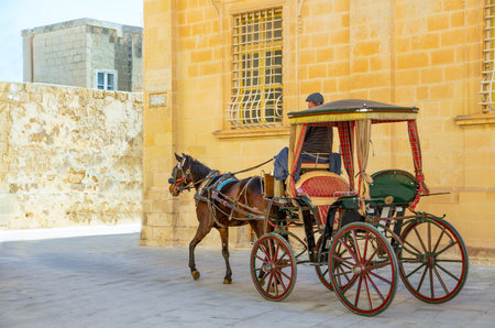 Mdina,  Malta - February 4, 2017: A carriage for tourists in the St Paul cathedral areaのeditorial素材