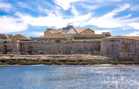 Malta, Valletta,the Fort St Elmo, seen from the  entrance to Grand Harbourの写真素材