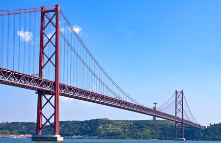Portugal, Lisbon,the April 25 bridge on theTagus riverのeditorial素材