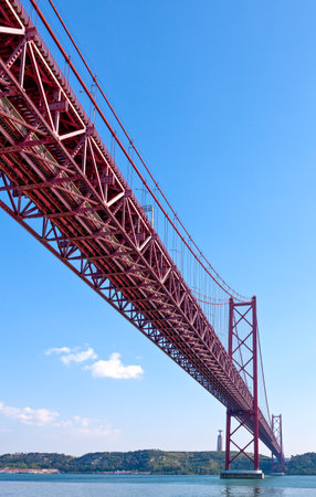 Portugal, Lisbon,the April 25 bridge on theTagus riverのeditorial素材
