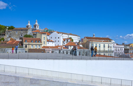 Lisbon, Portugal - March 24, 2009:  Panoramic view on the city from the S.Luzia belvedereのeditorial素材