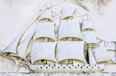 Lisbon, Portugal - March 25, 2009: A bas-relief in Do Carmo monasteryのeditorial素材