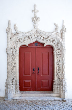 Sintra, Portugal - March 26, 2009:  A door of the Palacio National (Paco Real),detailのeditorial素材