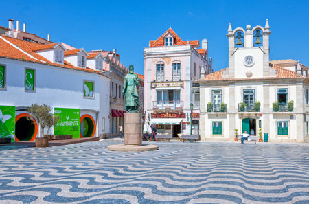 Cascais, Portugal - March 27, 2009:  The town hall square and palaceのeditorial素材