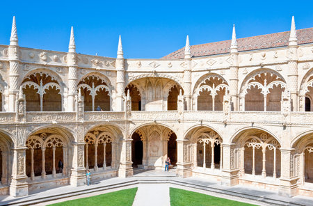 Lisbon, Portugal - March 27, 2009:  The cloister of the monastery of Jeronimos de Belemのeditorial素材
