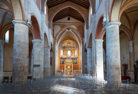 Anagni, Italy -  April 22, 2017: The nave of the Caehedralのeditorial素材