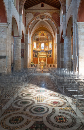 Anagni, Italy -  April 22, 2017: The nave of the Caehedralのeditorial素材