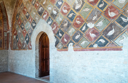 Anagni, Italy -  April 22, 2017: The frescoes in the Sala Delle Oche (Geese Room) of the Bonifacio VIII palaceのeditorial素材