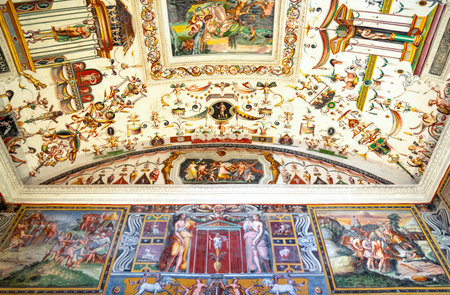 Grottaferrata, Italy - April 23,2017:  Paintings and decorations in the halls of the Greek Abbey of St. Niloのeditorial素材