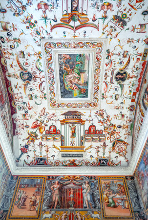 Grottaferrata, Italy - April 23,2017:  Paintings and decorations in the halls of the Greek Abbey of St. Niloのeditorial素材