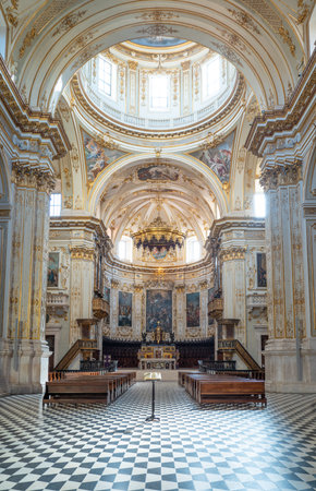 Bergamo, Italy - March 7, 2017: Paintings and decorations of the nave of the Cathedralのeditorial素材