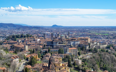 Panorama of the  seen from the top of the hill, Bergamo, Italy