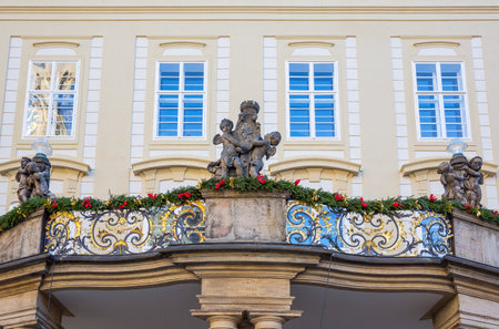 Prague, Czech Republic,  Castle district, the Kralovsky palace facade and terraceのeditorial素材