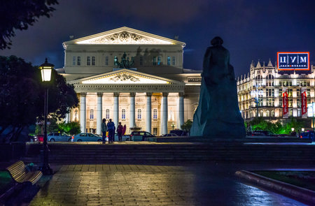 Moscow, Russia - July 15, 2013: Night view of  the Bolshoi Theatreのeditorial素材