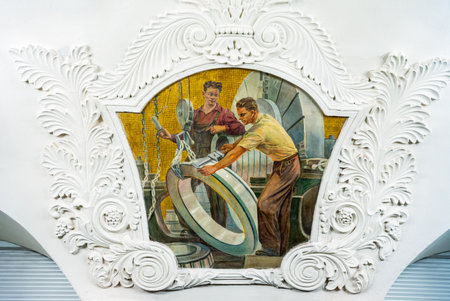 Moscow, Russia - June 21, 2015: Art works in the subway stations