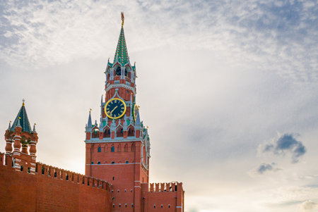 Russia, Moscow, Red Square, the Kremlin wall and towers