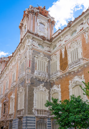 Valencia, Spain, upward view of the facade of the Gonzales Marti palaceのeditorial素材