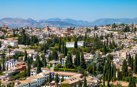 Spain, Granada,  view over the city from The Alhambraのeditorial素材