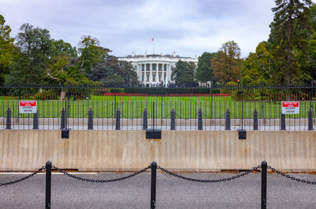 Washington, USA - October 13, 2017: Security   installations and vigilance in protection of the White Houseのeditorial素材
