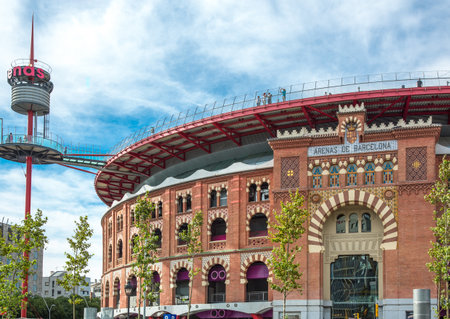 Barcelona, Spain - September 25, 20012: The Arenas, an ancient plaza de toros (bullring) converted into shopping centerのeditorial素材
