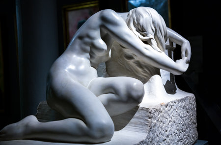 Barcelona, Spain - September 29, 20012: ,A sculpture by Josep Llimona  in the Museu Del Modernisme CatalaÌのeditorial素材