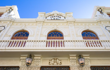 Tenerife, Spain - June 23, 2013: La Laguna, the facade of the old Leal theatreのeditorial素材