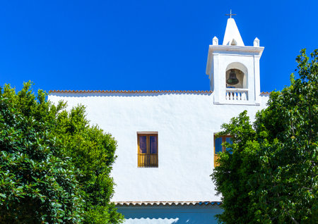 Balearic islands, Ibiza, the parish church in San Miquel villageの写真素材