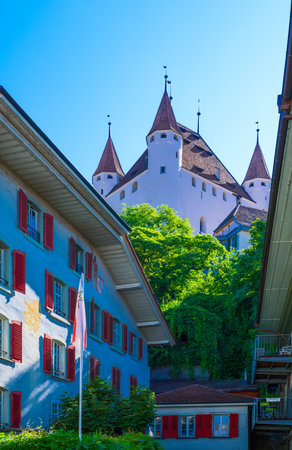 Thun, Switzerland - July 10, 2015: Upward view of the Thun Castleのeditorial素材