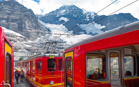 Jungfrau, Switzerland - July 11, 2015: The Jungfraujoch railway stationのeditorial素材
