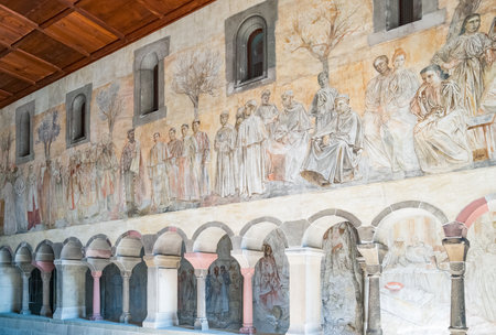 Zurich, Switzerland -  July 10, 2016: The religious paintings of  the Fraumunster cloisterのeditorial素材