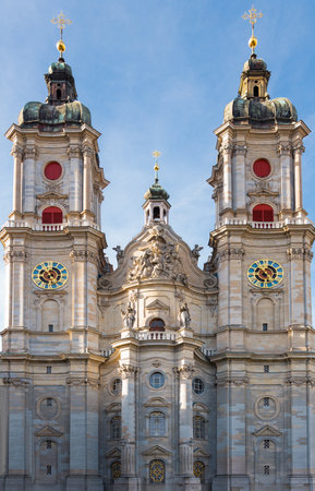 St.Gallen, Switzerland, the Baroque style facade of the  Cathedralのeditorial素材