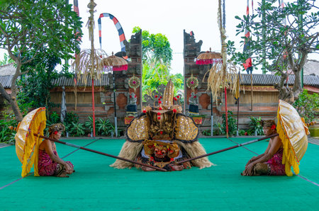 Bali, Indonesia - March 23, 2017:  A traditional exhibition in the Goa Gajah temple