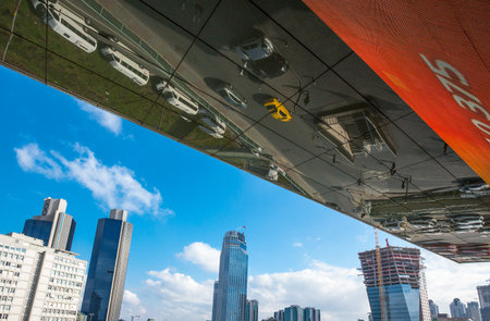 Istambul , Turkey - February 18, 2013:  Levent quarter, the skyscrapers of the business center seen from the Sapphire tower balcony.のeditorial素材